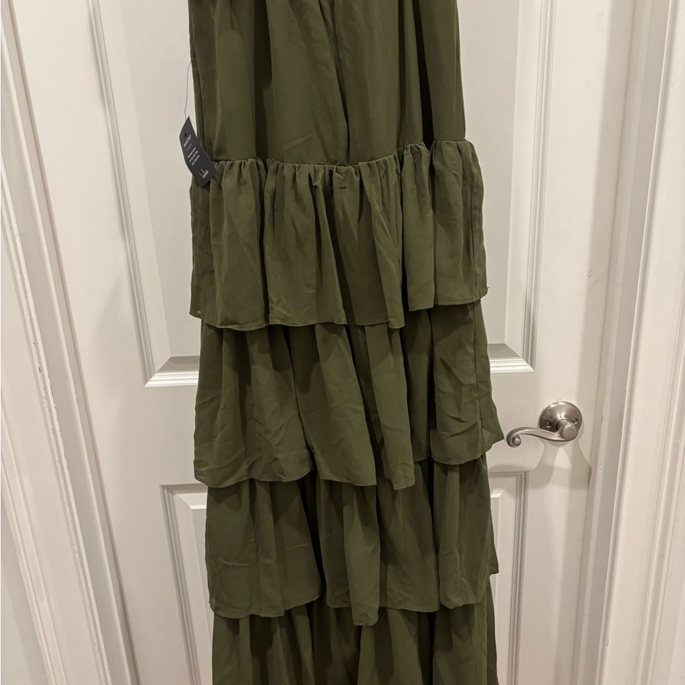 Lulu's Olive Green Ruffled Maxi Dress - Picture 5 of 7